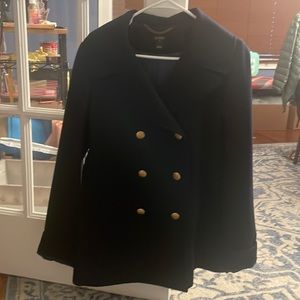 Beautiful J.Crew navy blue pea coat Double breasted with gold buttons size 10